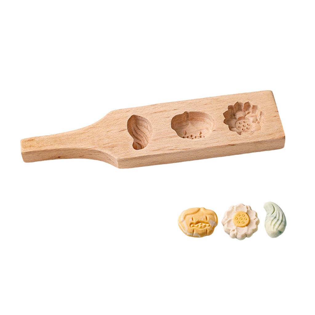 Wooden 3D Lotuses Mooncakes Mold Wood Baking Mould for Artistic Homemade Pastries Traditional Mung Bean Cake Mould
