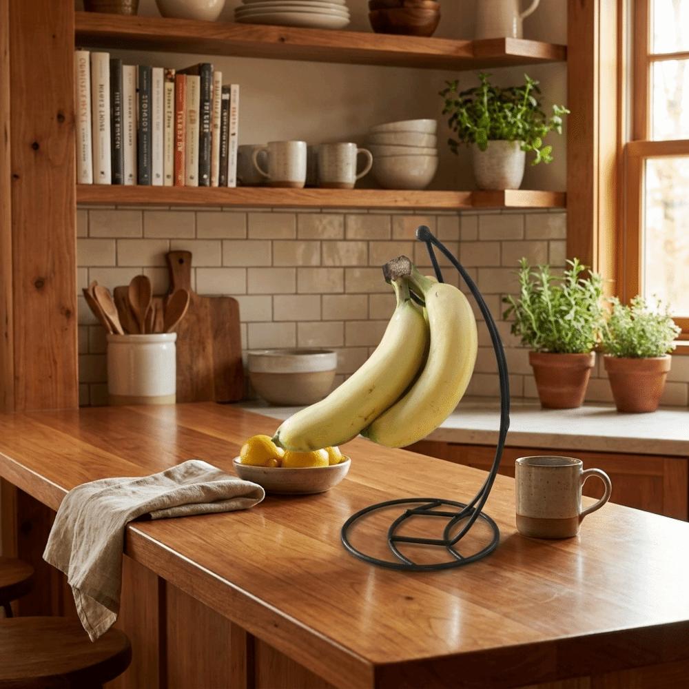 Stable Stand Metal Banana Rack with Base Fruit Display Hanger Creative Banana Holder Living Room