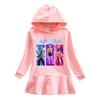 Kpop Demon Hunter Girls' Rainbow Ruffle Hooded Dress – Long Sleeve Princess Style for Spring & Autumn