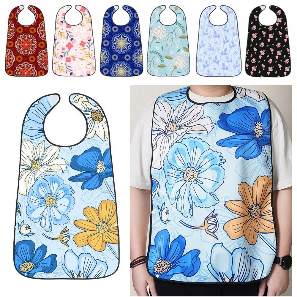 Reusable Adult Bibs Floral print Clothing Protector Multi-purpose Feeding Bibs Feeding Nursing