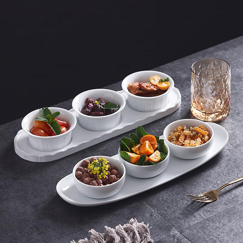 Three-Compartment Ceramic Serving Plate