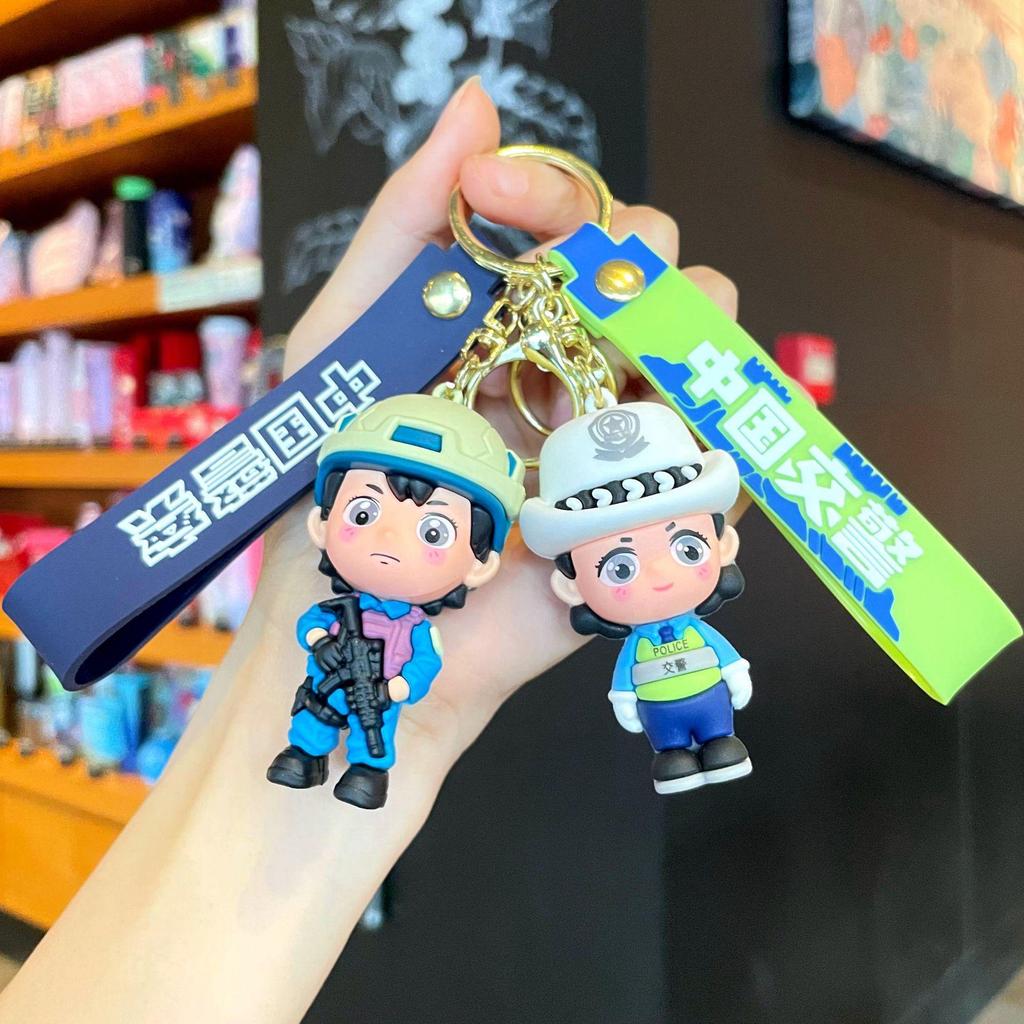 Firefighter Keychain: Cute 3D Traffic Police Pendant, Fashionable Event Gift