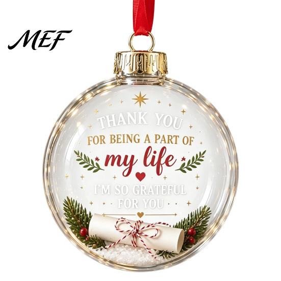 Christmas Gift Ornaments for Garden 3D Clear Ball Ornament, Holiday Message Keepsake, Acrylic Decorations Bedroom Windows Tree Hanging Decoration