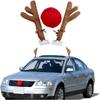 Christmas Car Reindeer Antlers And Nose Decorations Kit Vehicle Costume Plush Rudolf Red Nose Deer Antlers Auto Accessories