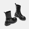 Fashion Designer Casual Chunky Platform Ankle Boots Women Pu Leather Square Heels Combat Boots Woman Lace Up Black Short Booties Female