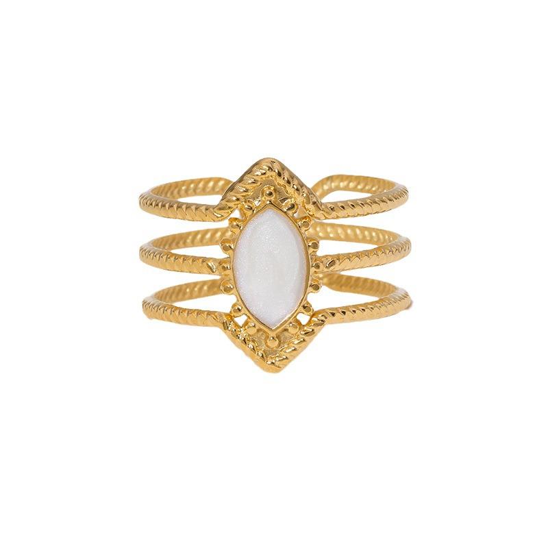 18K Gold Plated Stainless Steel Open Ring: Simple, Versatile, Niche Design, Colorfast Titanium Steel