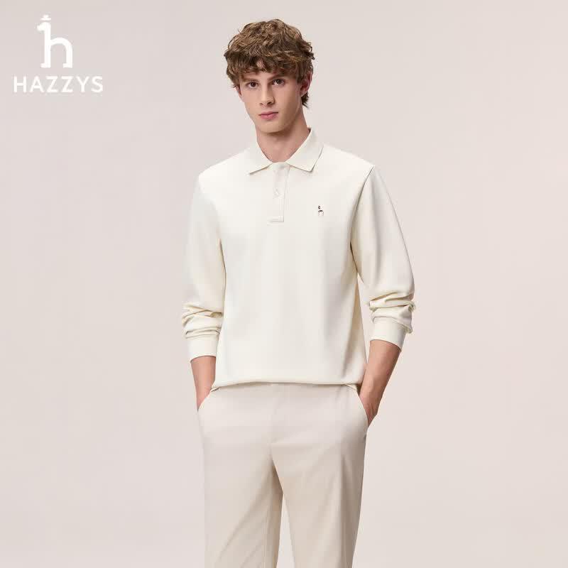 HAZZYS Men's Long-Sleeve Pique Polo Shirt