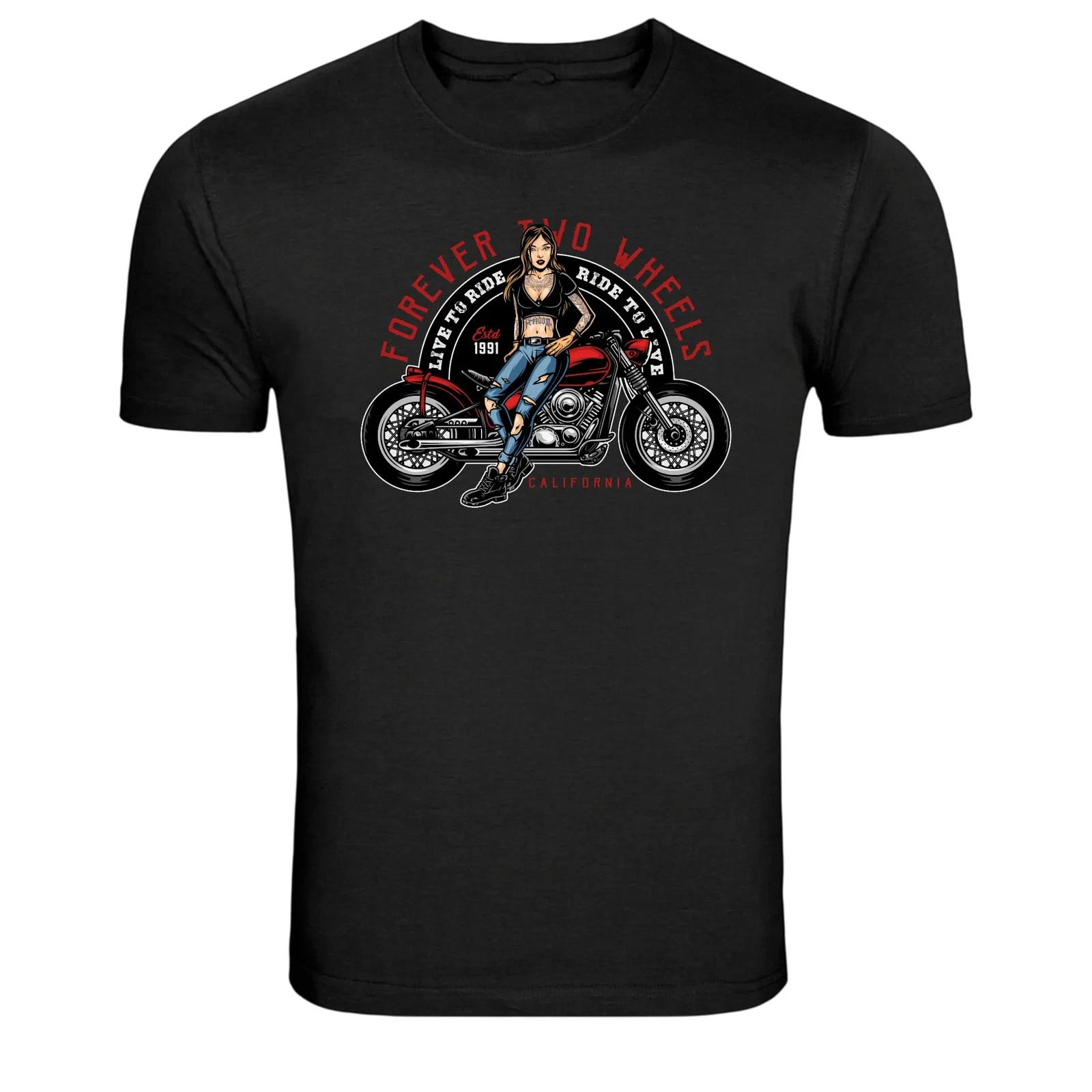 Forever Two Wheels Ride To Live Biker Girl Motorcycle Tee XXXXL