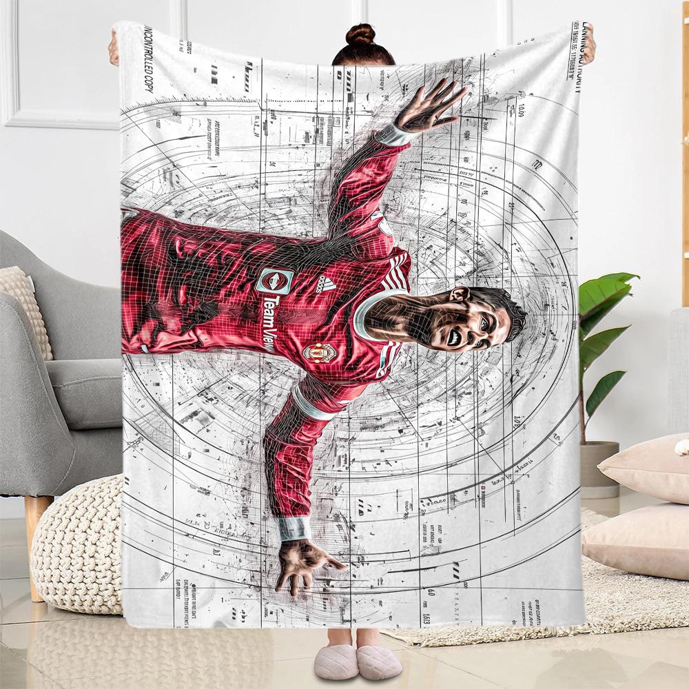 Football Legend Celebration Blanket Soft Warm Cozy Perfect for Chair Picnics Seaside All-Season Use Modern Style