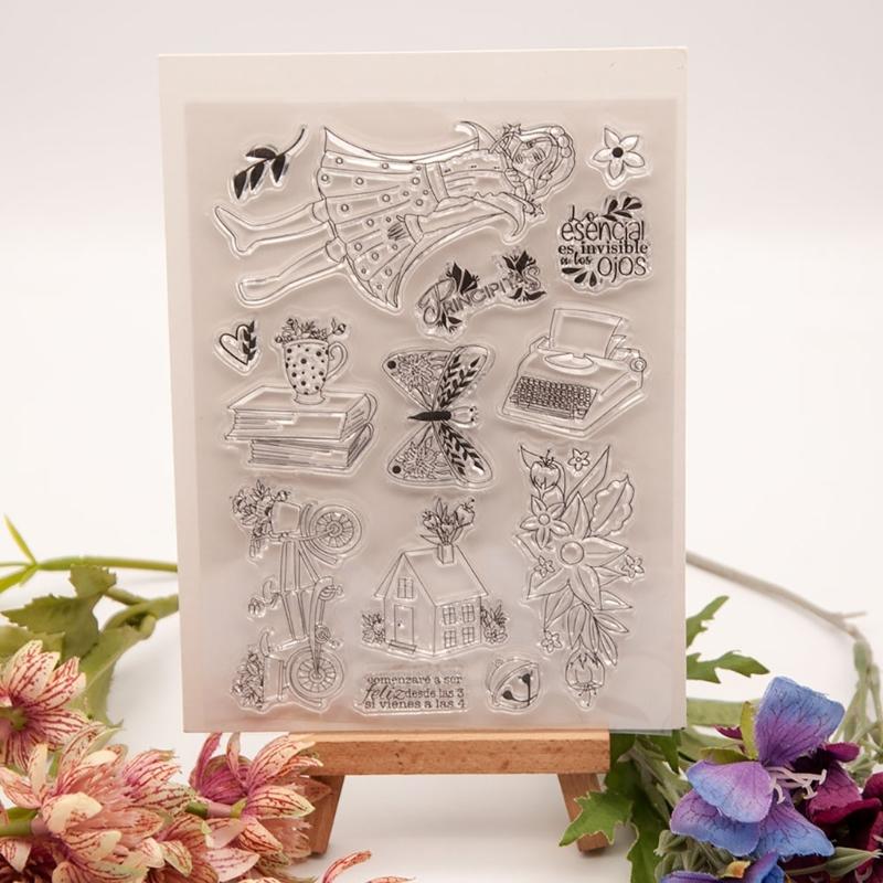 1Pc 3D Clear Stamp Silicone Stamp Cards Clear Stamp with Pattern Scrapbooking Journaling Card Making Decorations Stamp