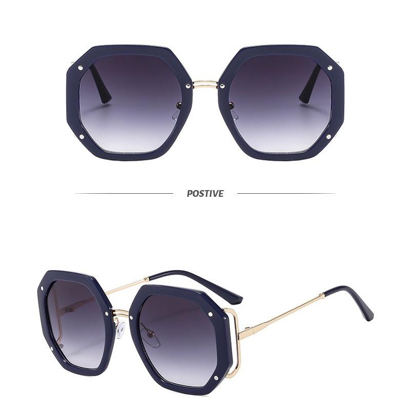 New Personalized Rice Nail Polygonal Large Frame Sunglasses Ins Fashion Women's Trend Hollow Metal Sunglasses