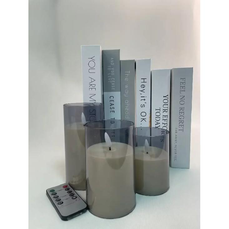 Led Electronic Candles Light Flameless Remote Timer Flickering Lamp Clear Acrylic Glass Battery Powered Wedding Party Christmas