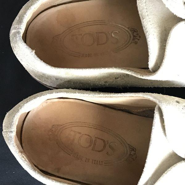 Tod's Italy Vintage Nubuck Leather Full Brogue Wingtip 6 24.5-25.0 Beige Dress Shoes(USED)