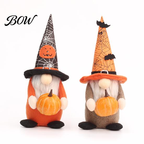 Creative Desktop Halloween Figurine Gnome Figurine, Fabric Pumpkin Bat Ornament, Faceless Doll for Three-dimensional Table Centerpiece Shelf