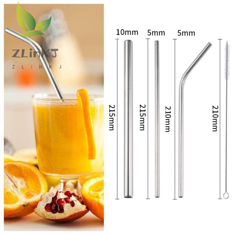 4PCS Stainless Steel Straw Reusable Metal Drinking Straw With Cleaner Brush For Home Party Barware Bar Accessories