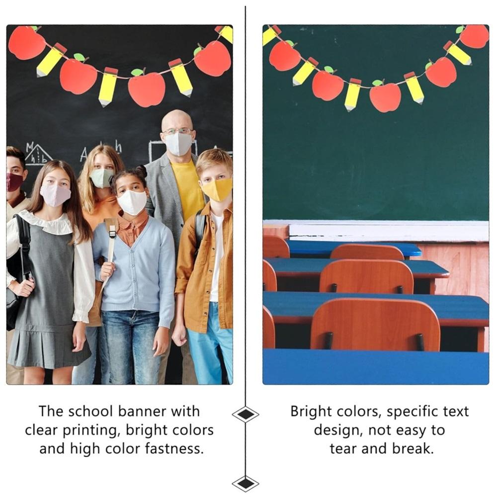    2 Sets Back-to-School Banner Party Flags – Colorful Pencil & Apple Hanging Decorations For Classroom, School Celebrations, Bulletin Boards         
