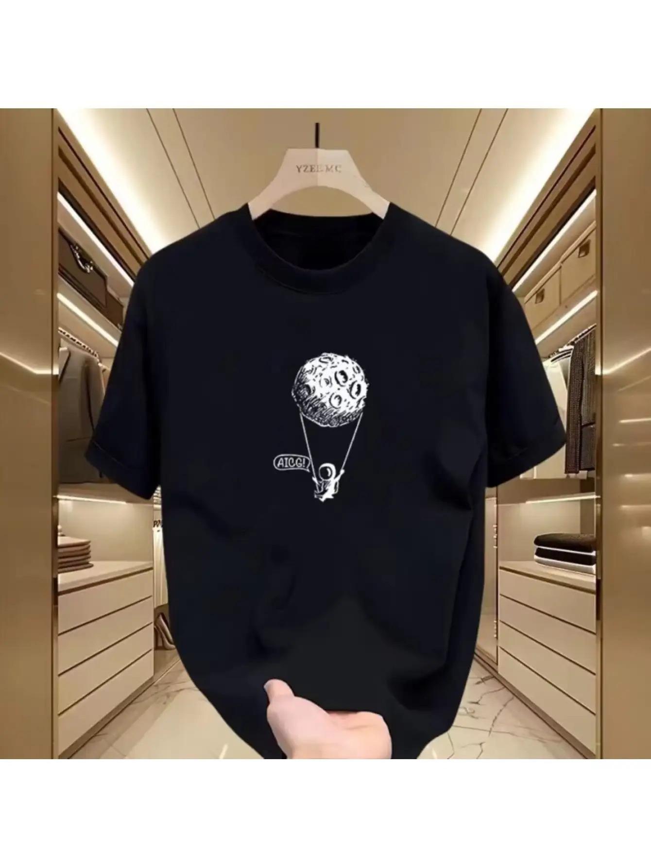 

Summer PureTide Brand Individuality Simple Print Short-Sleeved T-Shirt for Young Men S Creative Fashion Crew Neck Top Tide. 4XL