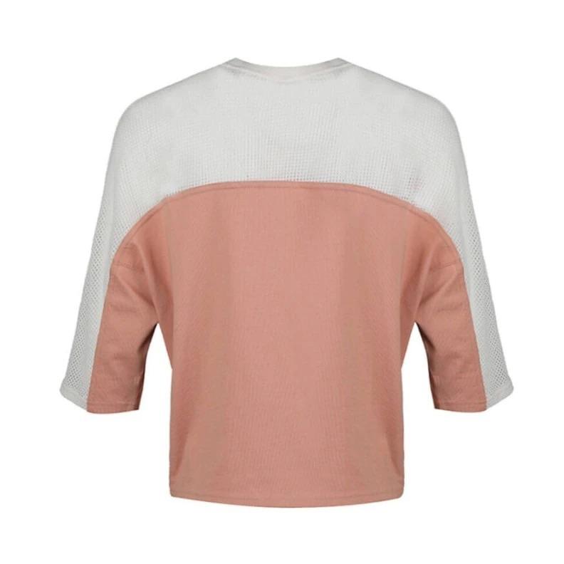 Nike Solid Logo Print Mesh Splicing Crew Neck American Long Sleeve Sweatshirt Women Sweatshirt Pink AR2324-605