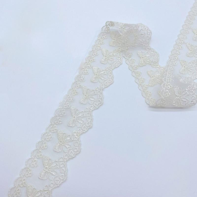 2Yards Cotton Embroidery Bow Sewing Ribbon Guipure Lace Trim Fabric DIY Garment Accessories Lace 3.5cm Width
