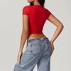 Top Corto Slim Fit Colore Caffè Europeo & Americano - T-shirt Corta Casual da Donna