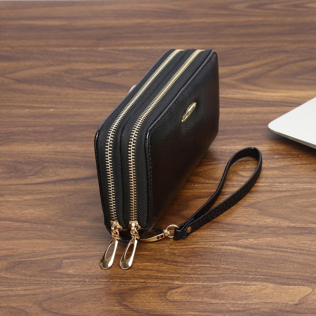 Korean Style Large Capacity Double Zipper Ladies Long Clutch Wallet and Coin Purse