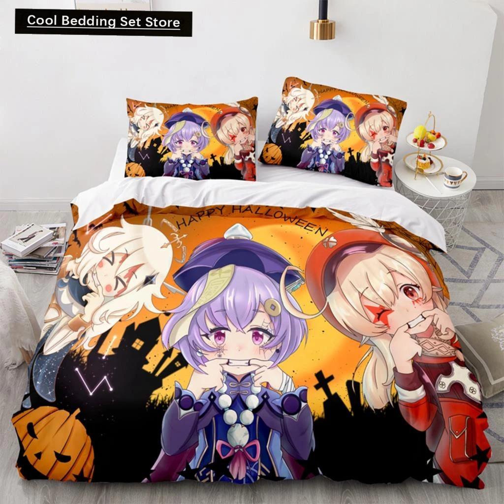 3D Print Anime Genshin Impact Xiao SUCROSE Qiqi Duvet Cover Cartoon Bedding Sets Bed Set Quilt Comforter Covers Home Textiles