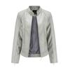 Womens PU Leather Jacket Slim Fit Stand Collar Plus Size Fashion Outerwear Daily Wear