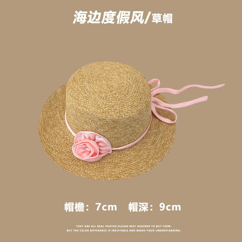 Cappello di paglia donna estate nuovo vacanza al mare spiaggia cappello parasole coprivolto francese cappello parasole cappello protezione solare foto