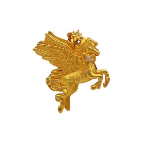 Nazar Pegasus Złoty Wisiorek Skrzydlaty Koń Symbol Mitologiczny Siły Wolności Latający Koń Biżuteria Prezent dla Kobiet Mężczyzn