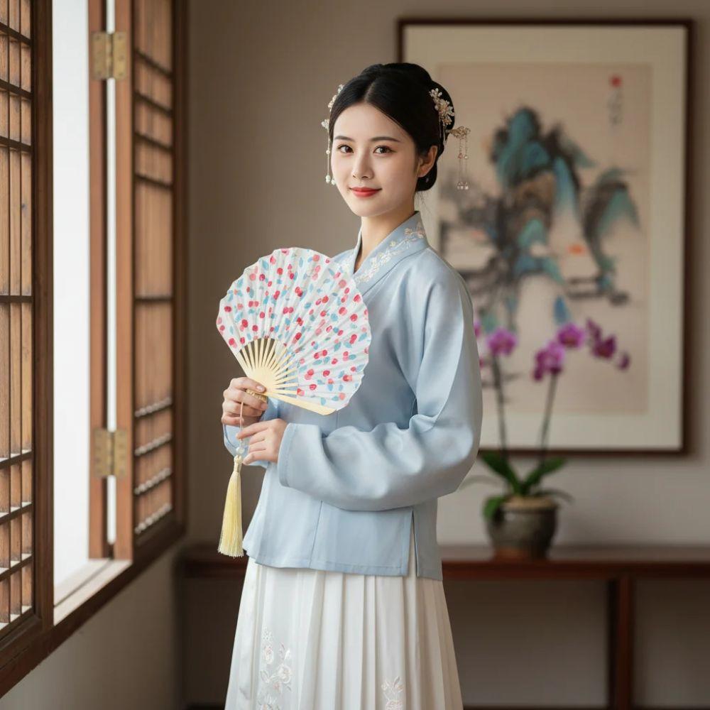 Creative Cotton Linen Cloth Retro Shell Fan Handheld Chinese Style Chinese Style Fan Folding Hand Fan Craft