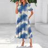Womens Summer Dresses Short Sleeve Button Tie Waist Boho Flowy Maxi Dress