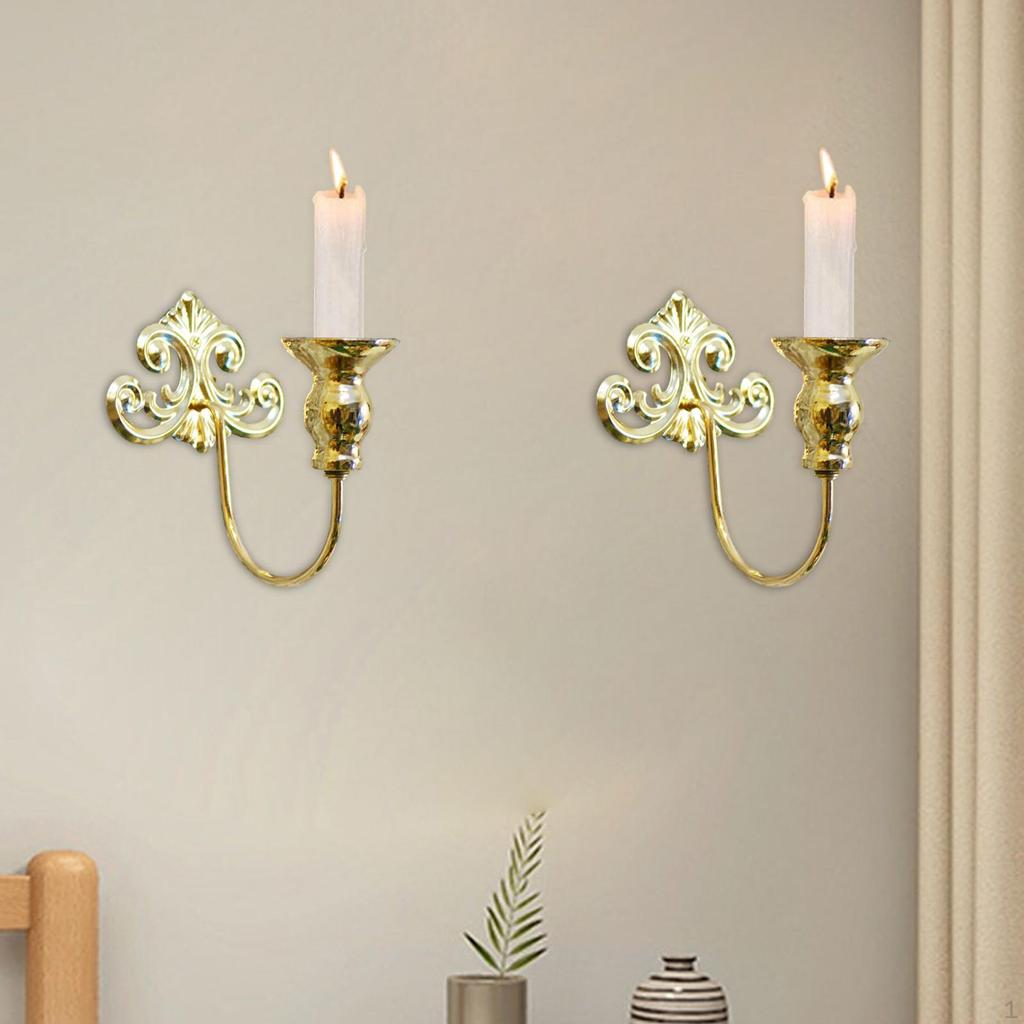2 Pieces Candle Sconces Wall Holder Candlestick Ornament Decorative for Fireplace Wedding