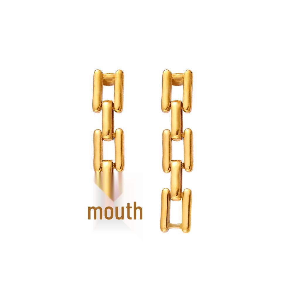 Cross Personality Hip Hop Mouth-Shaped Chain Earrings - Exaggerated Street Fashion Accessories золотой