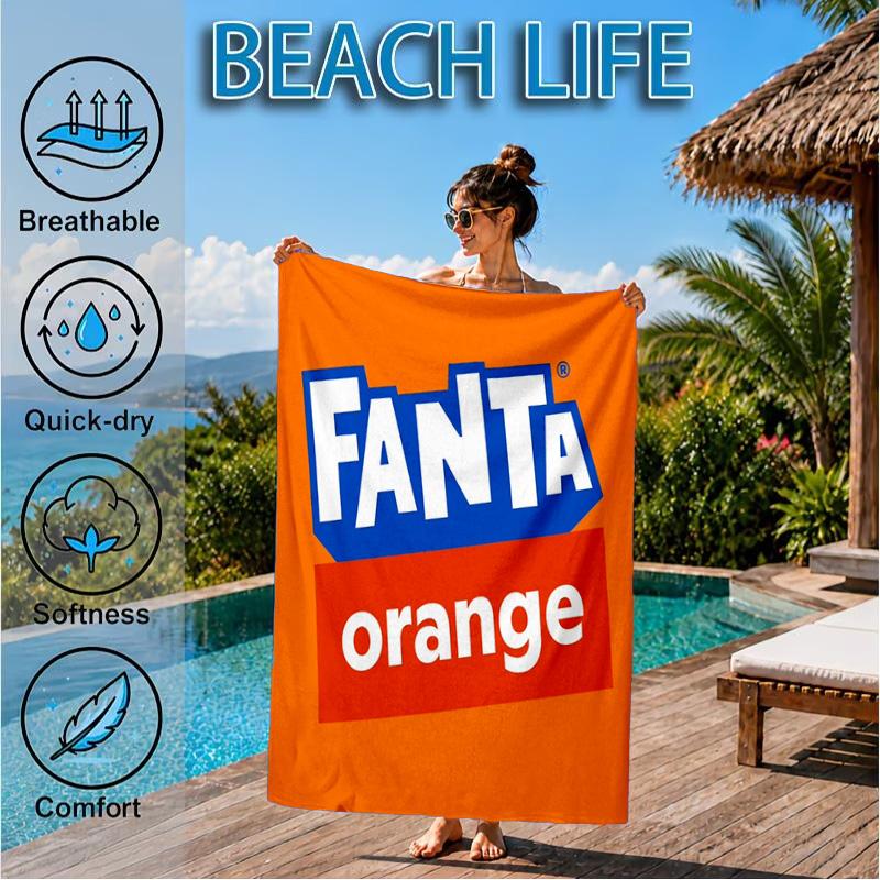 Fanta Orange Refreshment Beach Towel, Quick-drying, Easy to Care for, Suitable for Both Fitness and Beach Vacations,Sports Essential