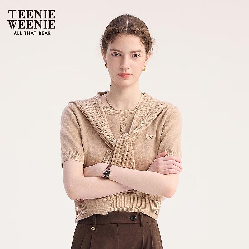 Teenie Weenie Women's Shawl-Style Short Sleeve Knit Sweater