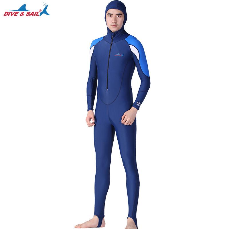 

Divesail Унисекс Гидрокостюм для снорклинга с длинным рукавом и капюшоном - Защита от солнца, Водонепроницаемый, Защищающий от медуз Костюм для серфинга и плавания XXL