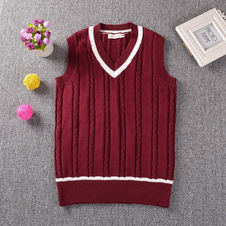 British Style V-Neck Uniform Sweater Vest Girls and Boys Japanese Student Navy Sleeveless Vest Sweater