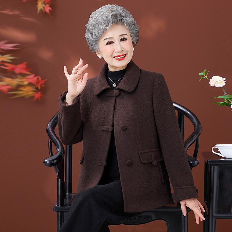 

Stylish Plus-Size Wool Jacket for Middle-Aged and Elderly Women - Thick and Warm Winter Wear for Moms and Grandmas 5XL (145-160 lbs)