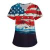 Women V Neck Short Sleeve Printed Scrub Top Nurse Uniform Shirt Comfortable Lightweight Fabric Loose Fit
