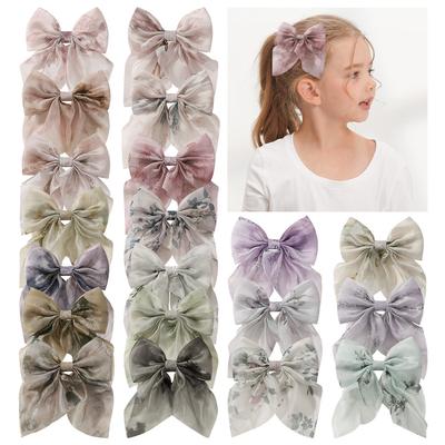 2Pcs Baby Hair Clip for Girls Hair Tie Ink Style Bow Kid Hair Accessory Sping Autumn Princess Children Hairband