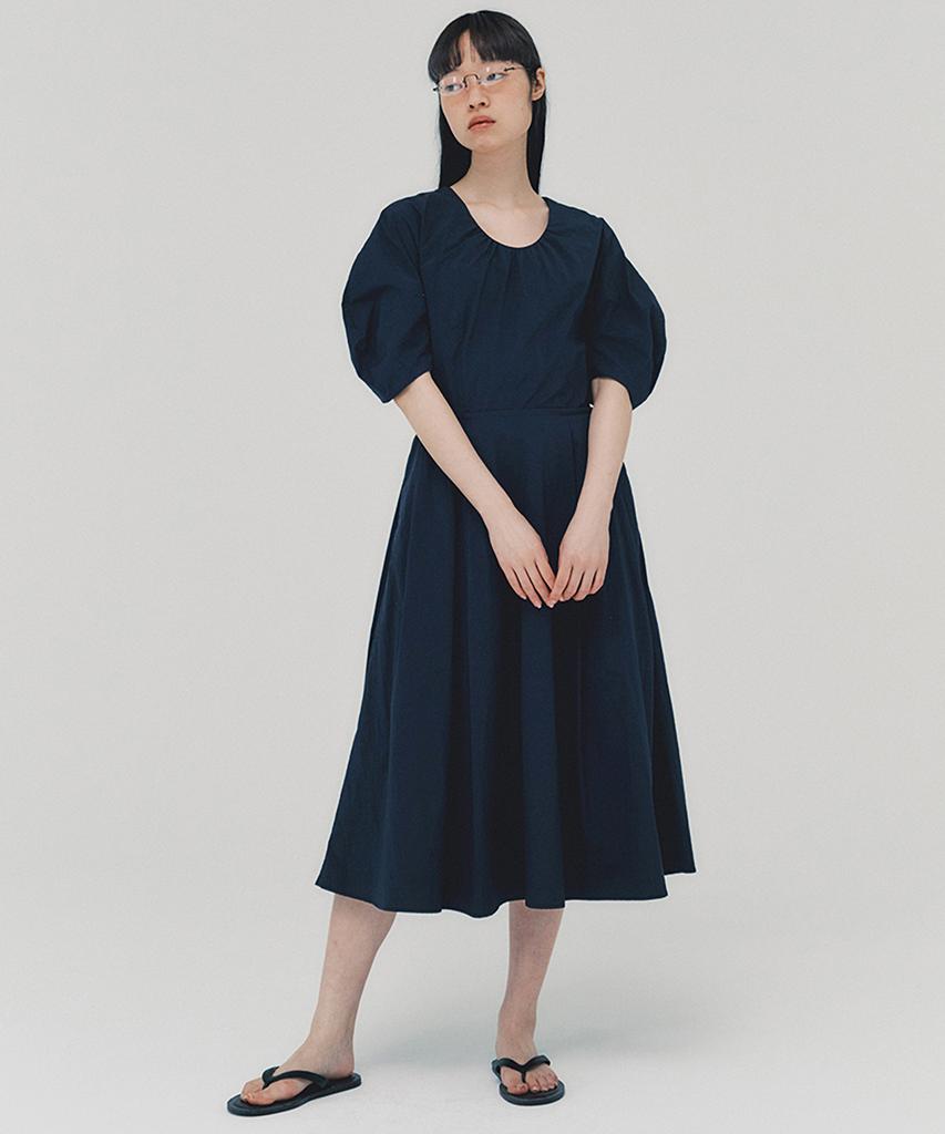 Awi Lantern Sleeve Dress_Dark Navy