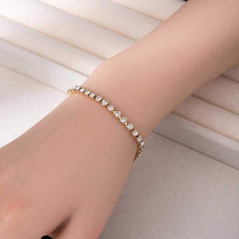 Braccialetto a Riga Singola Full Diamond Hip Hop da Uomo Gioielli per Mano Braccialetto Semplice in Diamante Stile Freddo da Uomo e Donna