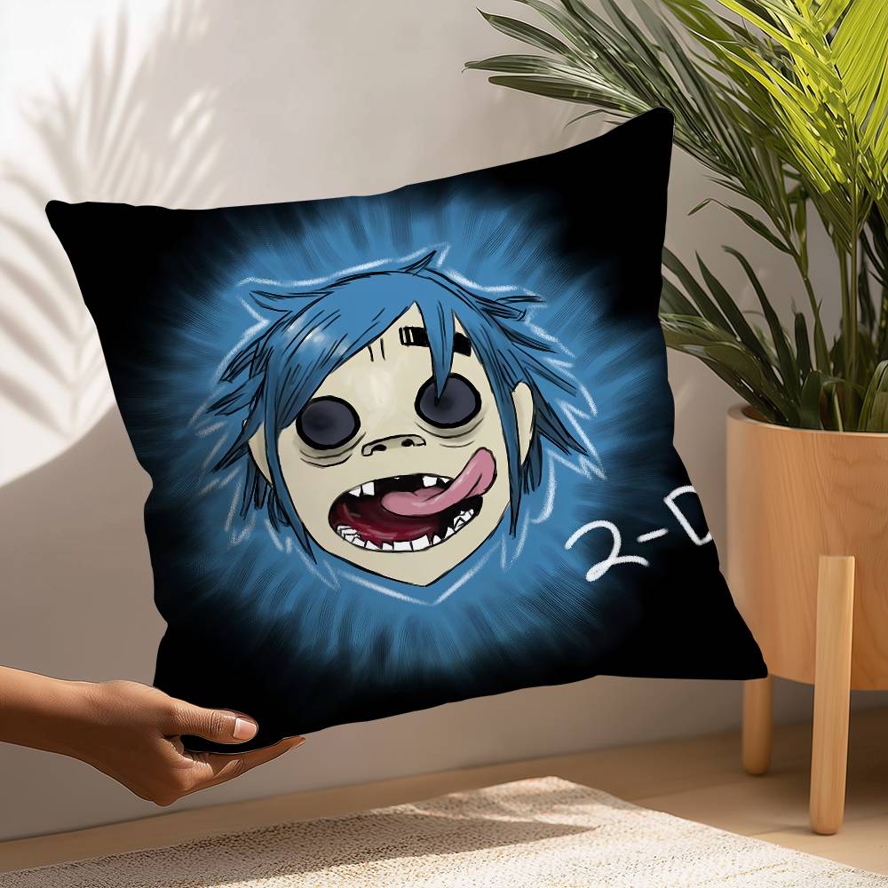 G-Gorillaz Band kussensloop vierkant dubbelzijdig bedrukt kussen voor bank, slaapkamer of als decoratie.