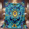 Vibrant Teal Yellow Mandala Butterfly Pattern Decorative Throw Blanket For Bohemian Coffee Shop Lounge Home Decor