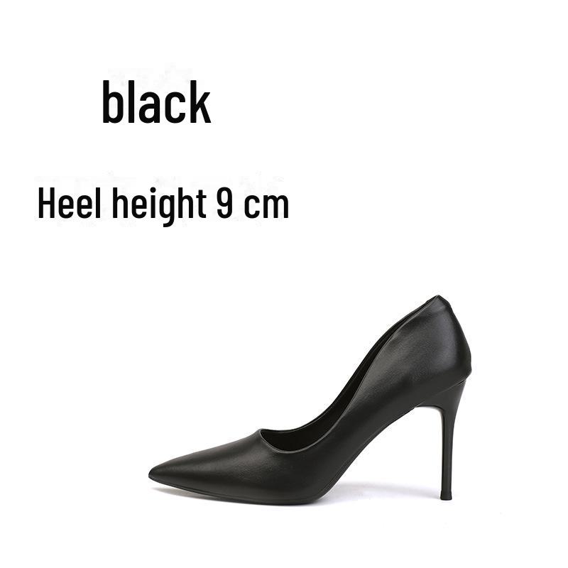 Women's Black Professional Pointed Stilettos - 2024 Spring Collection, Celebrity Style, Niche Elegance