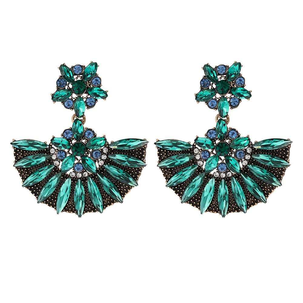 Pauli Manfi Vintage Ethnic Strass Fan-Shaped Design Charm Anhänger Ohrringe Frauen Schmuck Boho Trendy Serie Ohrring