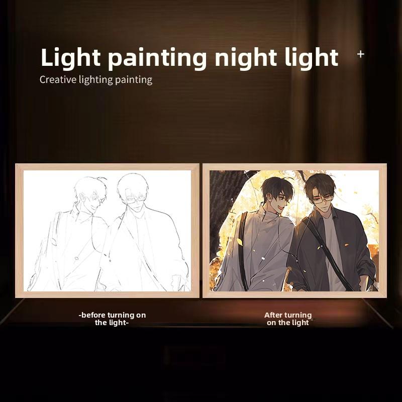 

23cm/9.06in 3D Anime Light Painting Night Novel Peripherals Mirror Led Lamp Collectible Bedroom Table Top Ornaments Display Toys USB Plugged In Small