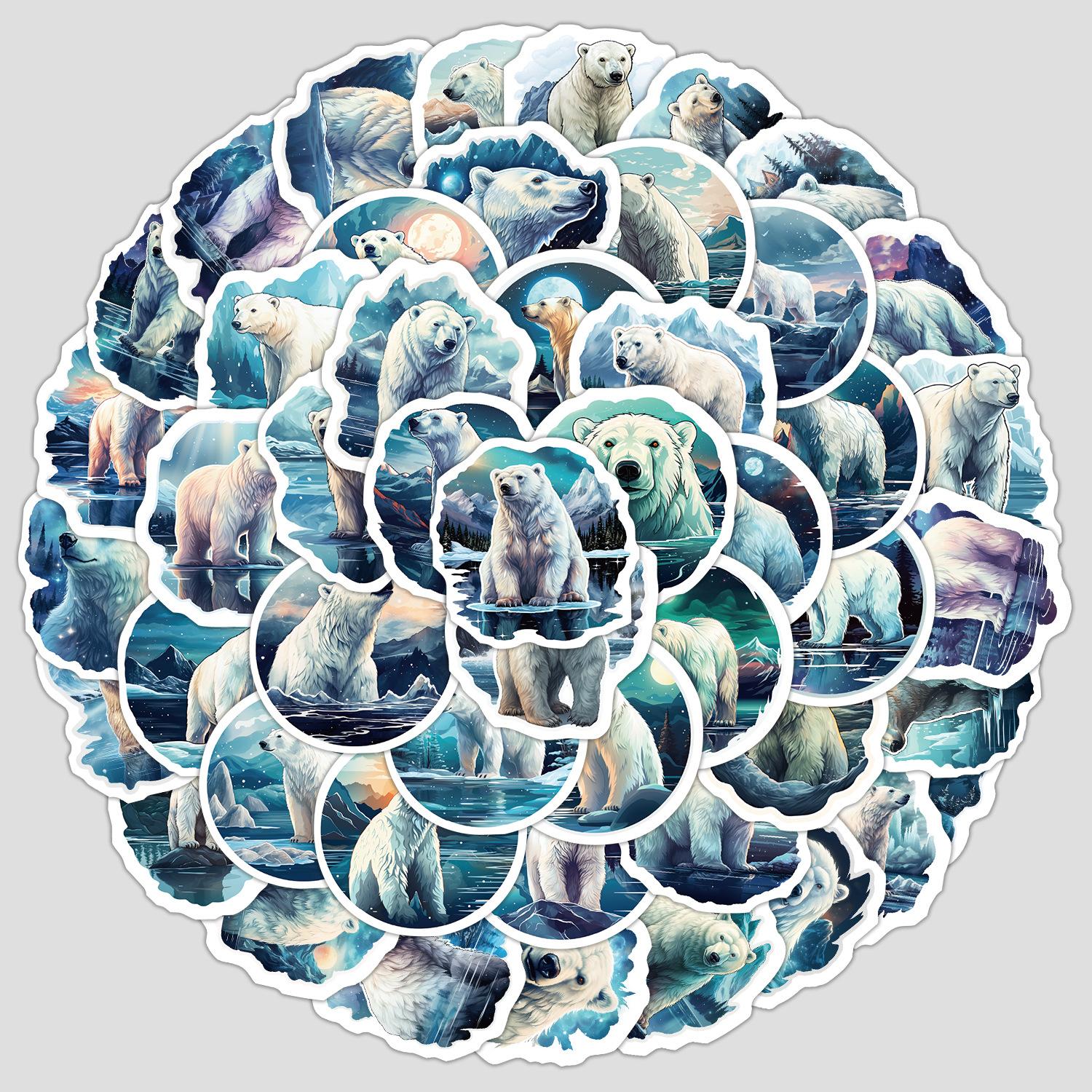 

50 Милых стикеров-граффити из серии «Белый медведь» для стаканов для воды, скейтбордов, декоративные наклейки, креативные детские наклейки