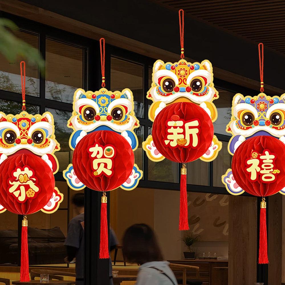 Chinese Style 2026 New Year Red Paper Lantern Blessing Lucky Lanterns Ornament  Party Gifts