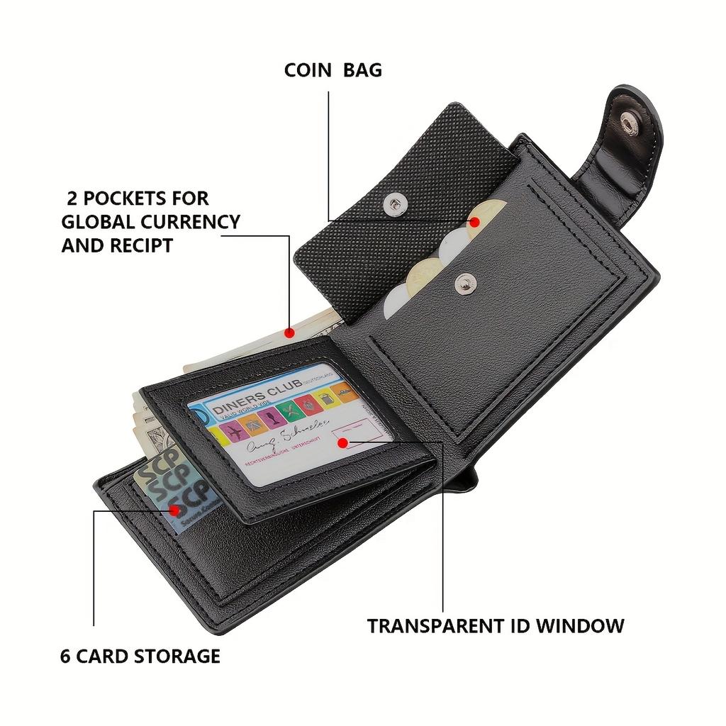 Herren Glamouröses Business Portemonnaie, Kunstleder, Bifold mit Kartenfächern und Ausweisfach